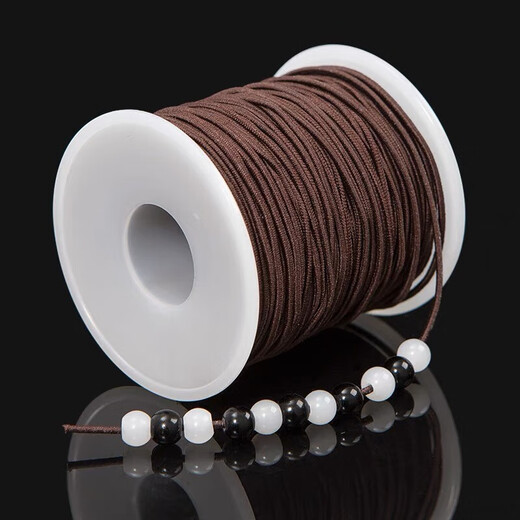 Maimeide Bracelet Elastic Cord Core-Spun Beaded Rope Play Rubber Band Buddha Bead Thread Bracelet Rope Diamond Star Moon Bodhi Rope Brown Color Core-Spun Elastic Cord-1.0mm-35m
