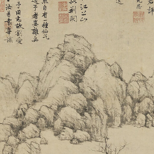 L'image des arbres d'automne de la rivière à Ni Zan, dynastie yuan, ancien paysage de paysage de paysage, réplique de peintures antiques anciennes, clairière automne du village de pêcheurs à Ni Zan, dynastie Yuan, 12129 40x80 cm (peinture pulvérisée de la peinture cardiaque)