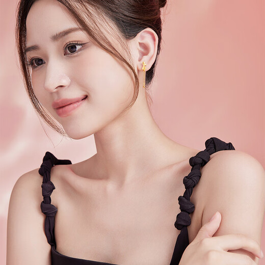 Saturday Fu Light Wedding Series Bow Gold Earrings Girls Birthday Gift Price A0912513 One Pair Approximately 2.02g