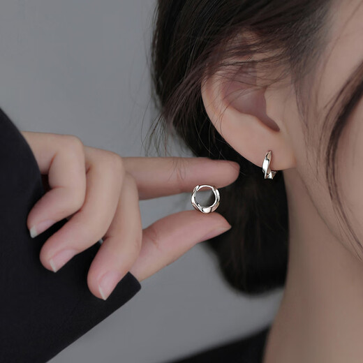 Xiangnan 999 sterling silver Möbius earrings niche new hot style women's luxury luxury earrings and earrings birthday gift 999 silver Möbius earrings 12mm (pair)