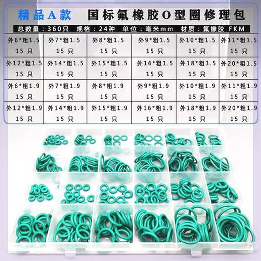 Wenshi fluorine rubber sealing ring o-ring high oil resistance, corrosion resistance round rubber ring O-ring sealing ring fluorine rubber, high-quality A-type fluorine rubber O-ring repair 24 specifications