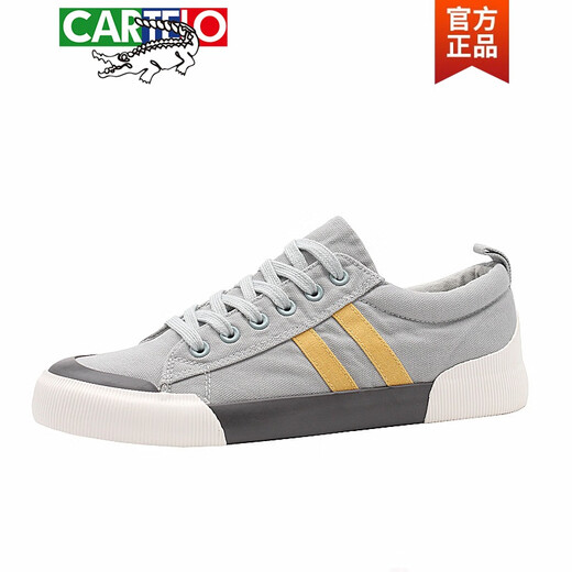 卡帝乐鳄鱼（CARTELO）2024秋季新款系带帆布鞋男士休闲百搭经典板鞋韩版潮透气男鞋 黑色 40