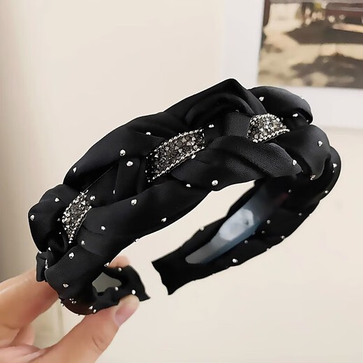 Liangshihuan high-end exquisite high-top headband for women 2025 new headband high-end rhinestone temperament face wash hairpin headwear black