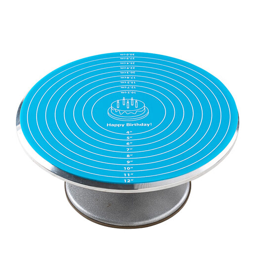He Jiagong cake turntable non-slip mat decorating turntable kneading mat silicone mat round decorating table tray baking tool silicone_turntable non-slip mat blue 26 small