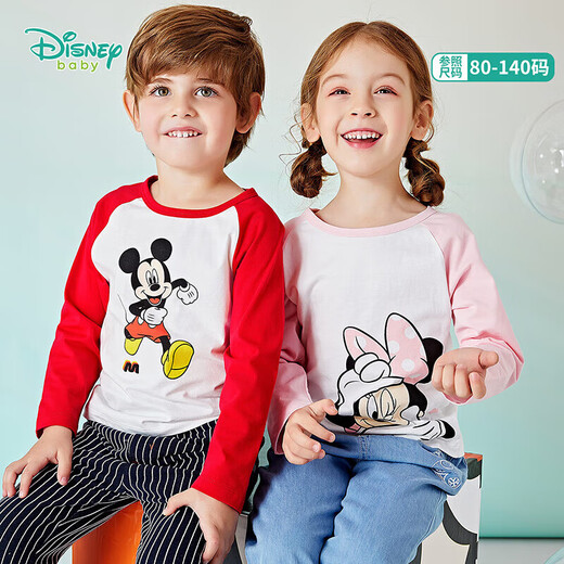 Vêtements pour enfants Disney pour hommes, femmes et enfants mode, confortable et décontracté, polyvalent doux T-shirt à manches longues et à manches longues 24 automne 211S1483 Red Minnie 130