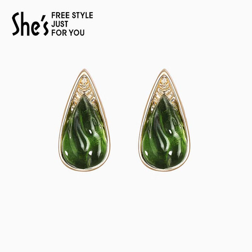 She s Akiko jewelry Rousseau holiday original three-dimensional leaf earrings earrings high-end new earrings birthday gift for women dark green D0