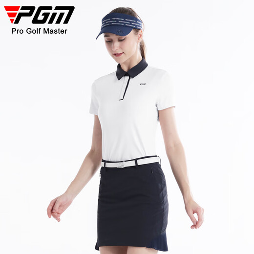 PGM高尔夫服装女装夏季短袖上衣透气显瘦T恤POLO衫 吸湿 透气 YF674-白色【上衣/3A级抑菌】 L