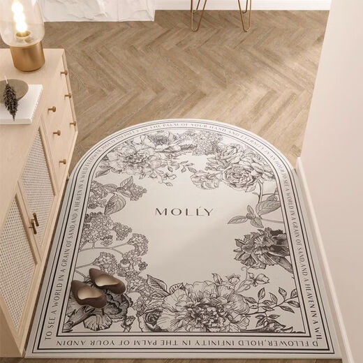 Yingzhu'er light luxury entry door floor mat, high-end feel foot mat, stain-resistant, no-wash PVC retro entry door mat, leather carpet cutting, medieval garden, curved 140X200CM, third generation texture leather
