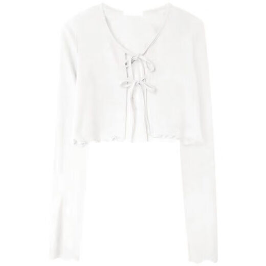 Mu yoyu trug Strickjackenschal für Frauen in der Sommerbluse, dünnes heißes Mädchen trug einen kleinen Mantel für Frühlings- und frühen Herbstduft 9923 Weiß - Bauchabdeckung Top M- Bauchabdeckung Top