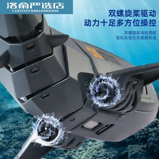 潜水艇遥控鲨鱼带摄像头可下水会摇摆的巨齿鲨模型电动儿童玩具男 灰色机械鲨鱼 标配一组电池