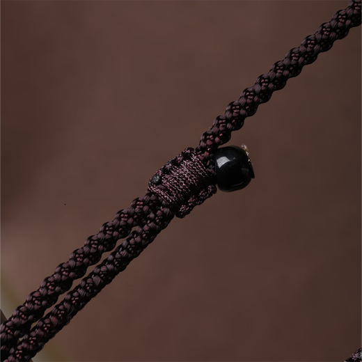 Dingjing S925 silver pendant lanyard hand-woven jadeite black agate necklace rope pendant rope safety buckle jade pendant Buddha plate Jadeite (round) + black agate + brown rope (silver)