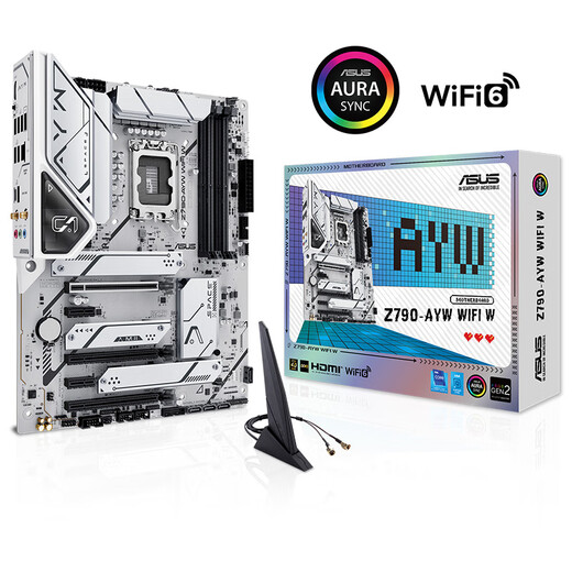 华硕Z790-AYW WIFI W  哎呦喂 主板 支持DDR5 CPU 13900K/13700K/14700K（Intel Z790/LGA 1700）