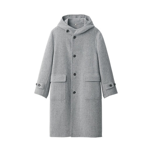 Muji Labo Men's Men's Cashmere Mlean Hooded Woolen Coat Veste d'hiver AF011A4A GREN LIGHT L (175 / 100A)