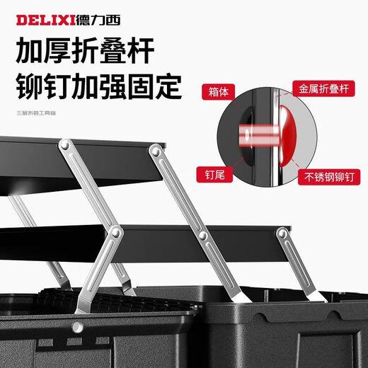 Delixi tool box industrial-grade household set multi-functional hardware art box electrician multi-layer folding storage box 21-inch three-layer folding thickened tool box