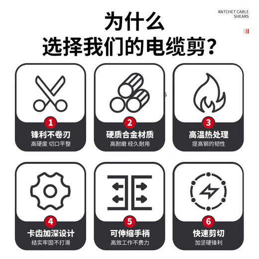 DELIXI ELECTRIC cable scissors ratchet scissors gear type wire cutters electrician wire steel strand cutting wire cutting cable J40