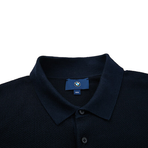 BMW STUDIO【15%桑蚕丝】宝马男装春秋长袖POLO领舒适套头毛衣男 NAVY XL