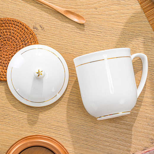 Yichen Phnom Penh Office Cup Ceramic Jingdezhen Tea Cup with Lid 10 Meeting Tea Cups Business Meeting Water Cup Set