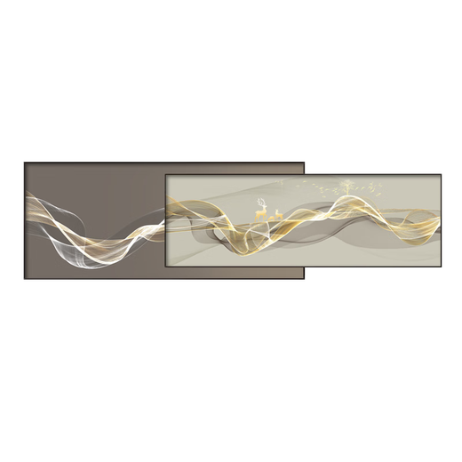 Huaixue abstract lines living room decoration painting light luxury Italian minimalist style sofa background wall superimposed high-end mural JD11949 120*40/120*50cm crystal diamond aluminum alloy black frame