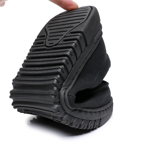 Brigjing Frühling Männer Single Schuhe alte Peking-Stoffschuhe losen atmungsaktives lässiges Tuch mittleren und älteren Papa Schuhe nicht rutschfeste Soft Sohle Männerschuhe schwarz 42