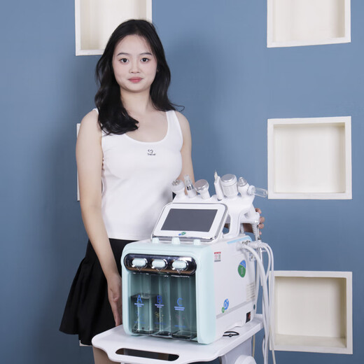 Hydrogen-oxygen small bubble beauty instrument, the same model used in beauty salons to clean, absorb, remove blackheads and acne, and inject oxygen into the facial water light instrument, double pump green, 10-in-1 (all-purpose model)