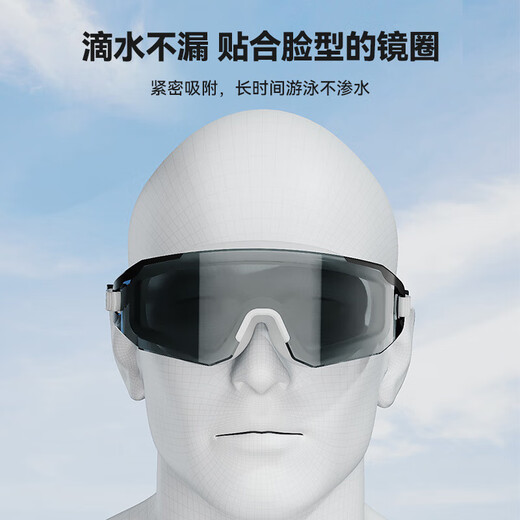 Li Ning (LI-NING) swimming goggles for men and women, anti-fog swimming goggles for adults, flat large frame swimming goggles and swimming cap set 36-461 purple