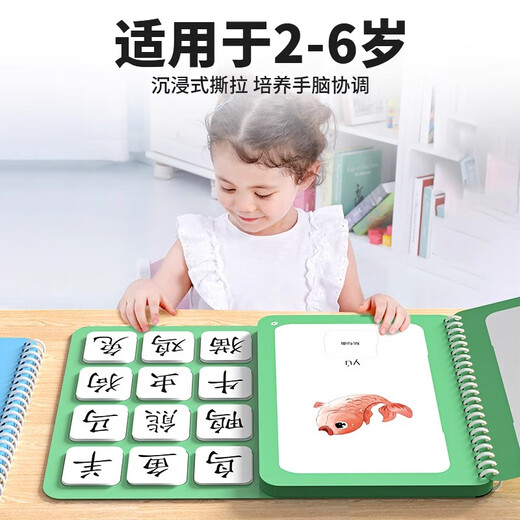 Kinderkinder ruhige Tränenbücher, Babykompetenzspiel -Paste Bücher, Kinderklettspielzeug, Worterkennungskarte y [5 Sätze] Körper + Zahlen + Farbe + Lebensmittel + Zeit