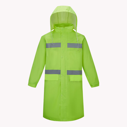 Caiyile long raincoat, windbreaker-style patrol, flood prevention, rainstorm protection, reflective poncho, fluorescent green, L-code 15696