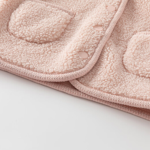 
David BELLA (DAVE/BELLA) Girls Lamb Fur Jacket Fashionable Children's Cardigan Children's Long Sleeve Top Autumn and Winter New Style Baby Clothes Pink [Spot] 120 cm (Suggested height 110-120 cm)