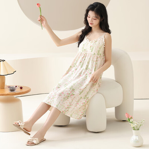 Catman Yunduo Pajamas Pajamas Sostings Startning Wishgown sin sentido de almohadillas en el pecho y puntos anti-convexos de verano Se puede usar un nuevo estilo en el delgado verano [algodón Yunduo + almohadilla de cofre] 6624 m [Sugerir peso 80-100 Jin [Jin equivale a 0.5 kg]]]
