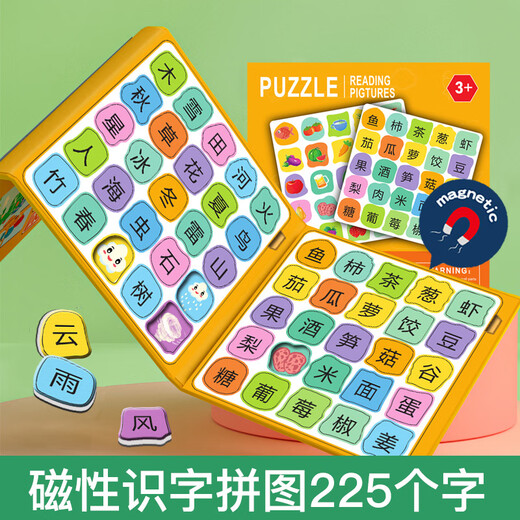 Miaowa Children's Magnetic Literacy Puzzle Enfil's Early Education Magnetic Baby's Picture Lire et reconnaître les livres magnétiques Toys pour une reconnaissance magnétique de 3 à 6 ans [Noms Niveau 1] Un total de 50 images