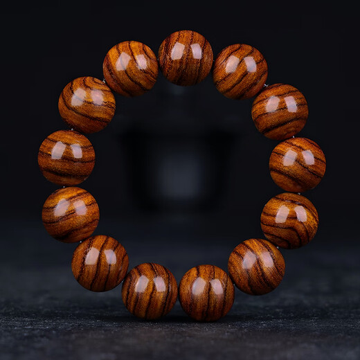 Tanjing Hainan Huanghuali Bracelet Tiger Skin Pattern Men's Bracelet Hainan Huanghuali Old Material Falling Fragrance Dalbergia Wenwan Bracelet Men's Gift 18mm*13 Tiger Skin Pattern Perfect Beads Hainan Huanghuali