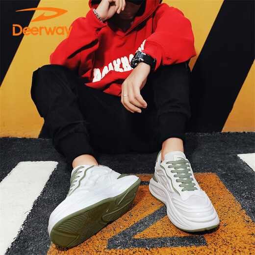 Deerway -Schuhe Herrenschuhe 2025 Sommer Daddy Schuhe Herren dicker Sohle atmungsaktives lässige Sportschuhe weiß hellgrün 42