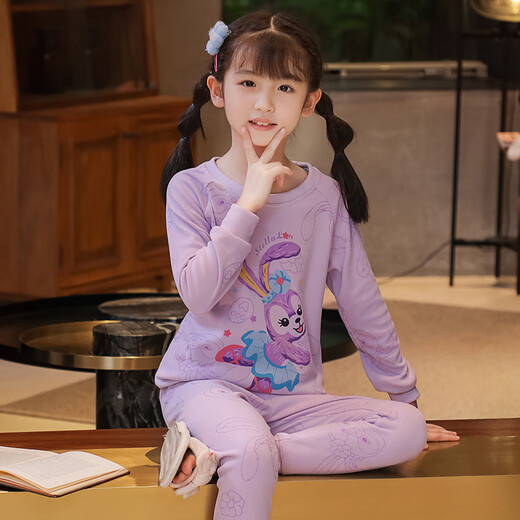 Disney (Disney) Girls-Entwickler warme Unterwäsche Set Kinderpyjamas Herbst Winter Girls Herbsthosen Herbsthosen verdickter Basishemd LDE1416 Yugui Hundemädchen 170 Größe 16 [140 cm/50-60jin [Jin gleich 0,5 kg]]