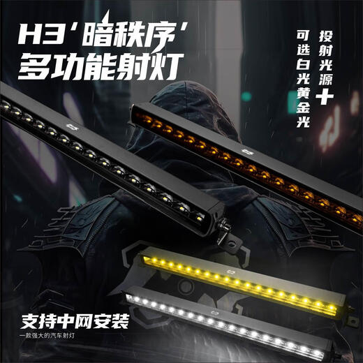SUV汽车长条射灯中网前杠黄金光射灯越野车行李架射灯攻路战士H3 H3- 41寸 1047mm单白灯套装