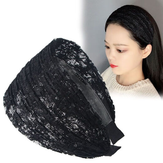 White hair covering artifact, breathable lace headband, covering white hair, wide-brimmed hair clip, wide headband, widening and versatile, black