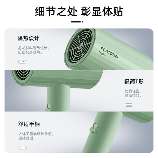 博锐飞科电吹风机家用大功率速干负离子护发宿舍用冷热风可折叠恒温吹 飞科吹风机FH6296 1800W