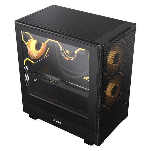 半岛铁盒（PADO）风度4 黑色 台式电脑桌面小机箱 玻璃侧透/面板网孔散热/支持M-ATX主板/顶部240水冷