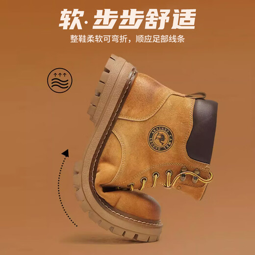 骆驼（CAMEL）王俊凯同款马丁靴男户外复古情侣大黄靴王者凯甲系列登山工装鞋子 G13W136121 驼色/咖啡 40