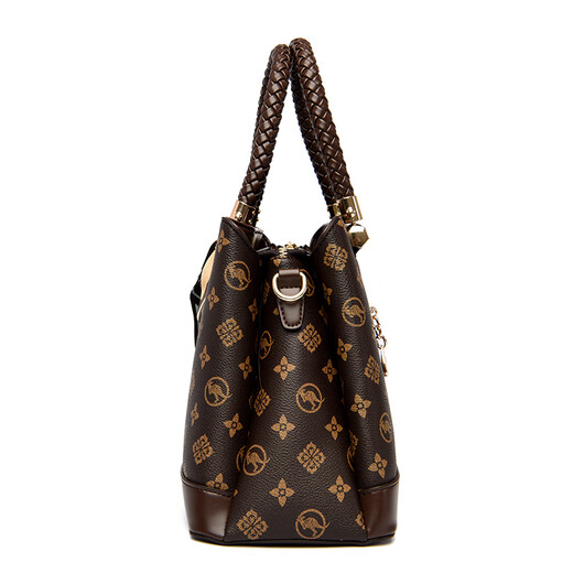 Kangaroo Kara brand genuine leather bag 2025 new Valentine's Day gift for wife, leather handbag, middle-aged crossbody bag for women, brown (gift box + handbag)