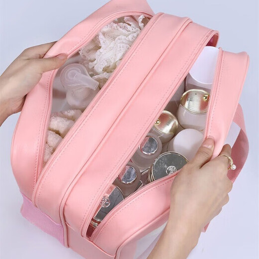 Dry and wet separation wash bag cosmetic storage bag trunk portable waterproof swimsuit bath towel large capacity storage bag wet separation thickened model classic black small [26*15*15] double-layer large capacity