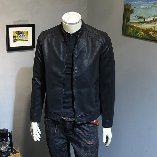 JAGR trendy brand leather men's jacket winter 2024 leather jacket motorcycle jacket casual top imitation leather men's jacket brown M