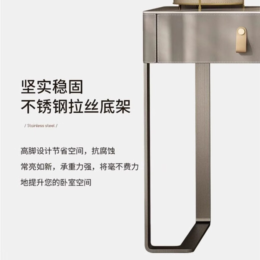 Jandi Italian light luxury slate dressing table bedroom integrated makeup mirror small solid wood dressing table high-end computer desk and stool saddle leather facing imported slate dressing table + stool 120cm dressing table