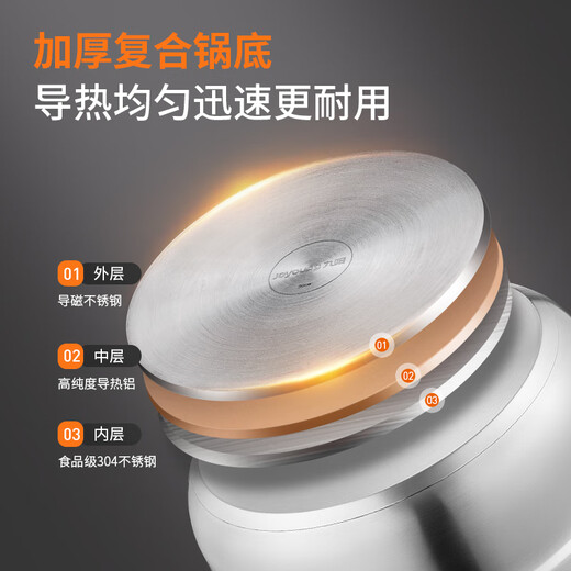 Joyoung 304 stainless steel steamer household pot steamer large capacity soup pot steamed bun steamed bun pot gas induction cooker CZ504 2 layers 30cm