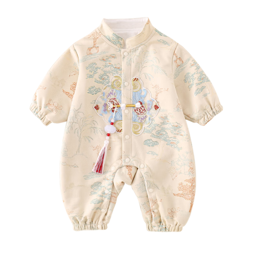 G.Duckkids ropa para niños ropa de bebé primavera y otoño Nuevo estilo nuevo Outumn otoño estilo chino bordado vestido de un año niños 155 color de albaricoque [primavera y otoño estilo delgado] 66 cm 66 tamaño 3-6 meses (recomendado 10-13 Jin [Jin equivale a 0.5 kg])