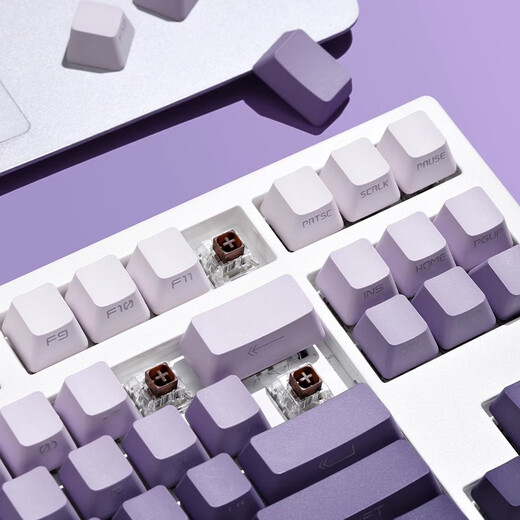 腹灵mk870pro黑莓侧刻机械键盘蓝牙有线无线客制化电脑游戏静音办公 【三模】白色面Pro+暗香侧刻 茶轴 87键