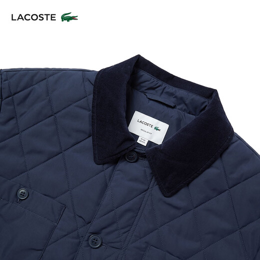 LACOSTE French crocodile men's fashionable and versatile solid color warm lapel cotton jacket | BH0689 166/Navy Blue S 48