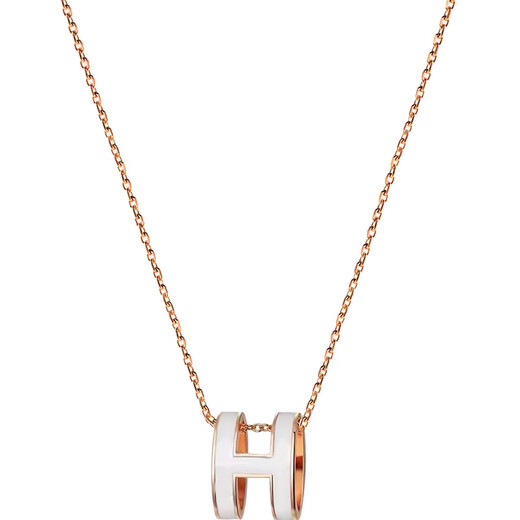 Fat Donglai's same style h necklace 18k gold k rose gold H letter necklace women's light luxury niche girl clavicle chain small black rose gold high version + color protection