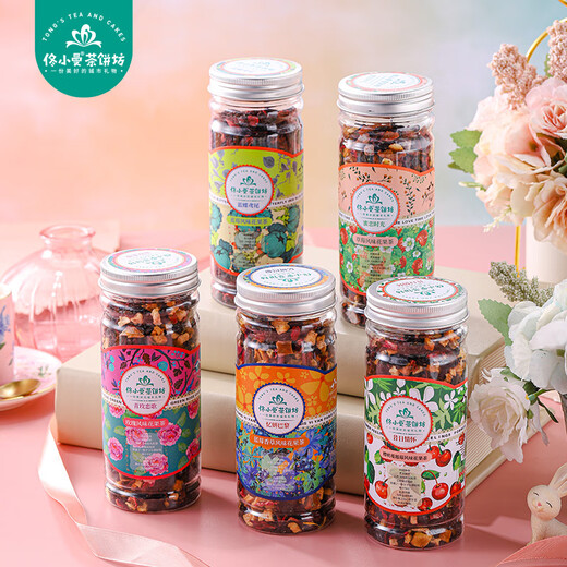 Jasmine Tong Jasmine Tong Handmade Tea Cake Shop European Style Flowered Tea Dried Fruit Rosella Flowered Tea Xiamen Gulangyu Flowered Tea Canned Tea Strawberry Flavor 1 Bottle
