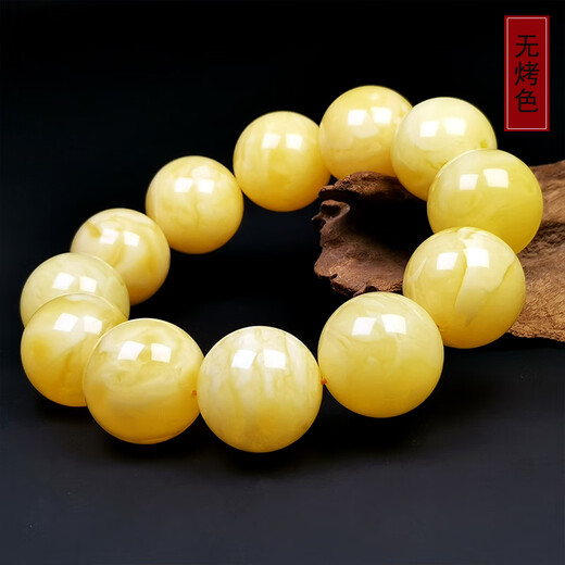Amber style, one thing, one picture, one certificate, natural beeswax bracelet, men's amber bracelet, Russian white flower wax, flawless bracelet, 65.92g, bead diameter 21mm