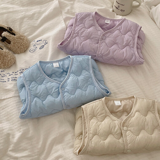 Disney (Disney) Down Vest Children's Baby Cotton Boys and Girls Vest Baby Vest Autumn and Winter Thickened Children Wear Inside and Out Off-Season Beige 90 (Recommended Height 70-80cm)